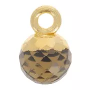 Charm de bola facetada de 6 mm - Plata de ley dorada 925 - Cuarzo ahumado x1
