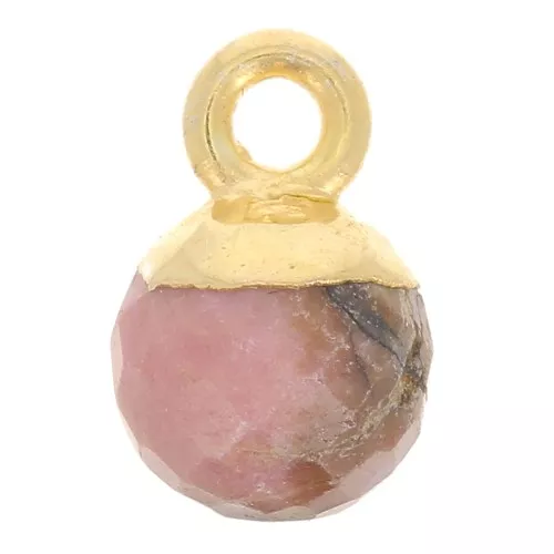 Charm de bola facetada de 6 mm - Plata de ley dorada 925 - Rodonita x1