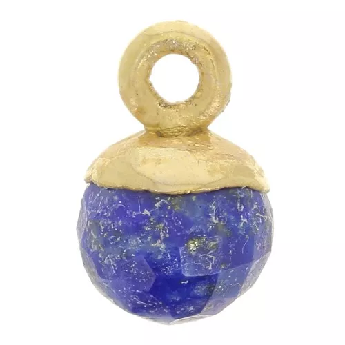 Charm bola facetada 6 mm - Plata 925 Dorada con oro fino - Lapislázuli x1