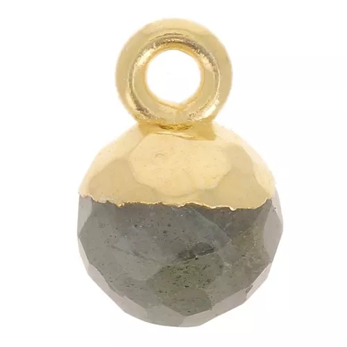 Charm de bola facetada de 6 mm - Plata de ley dorada 925 - Labradorita x1