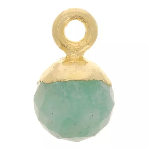 Charm de bola facetada de 6 mm - Plata de ley dorada 925 - Amazonita x1