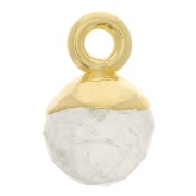 Charm de bola facetada de 6 mm - Plata de ley dorada 925 - Piedra de luna x1