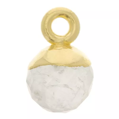 Charm de bola facetada de 6 mm - Plata de ley dorada 925 - Piedra de luna x1