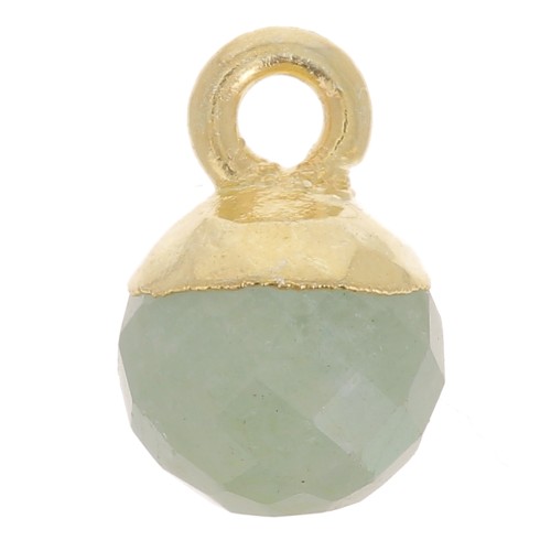 Charm de bola facetada de 6 mm - Plata de ley dorada 925 - Aguamarina x1