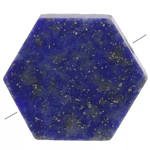 Cuenta plana en forma de hexágono 12x10 mm en piedra preciosa - Lapislázuli x1