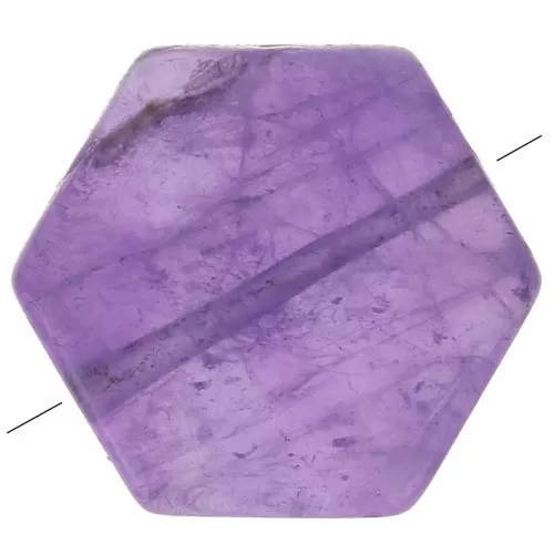 Cuenta plana en forma de hexágono 12x10 mm en piedra preciosa - Amatista x1