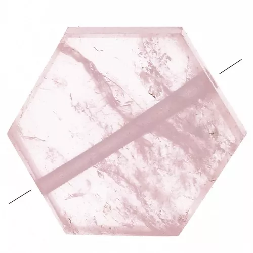 Cuenta Hexagonal Plana 12x10 mm - Cuarzo Rosa x1