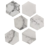 Cuenta plana hexagonal 12x10 mm en piedra preciosa - Howlita x1