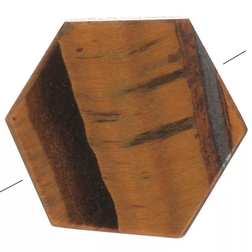 Cuenta plana en forma de hexágono 12x10 mm en piedra preciosa - ojo de tigre x1