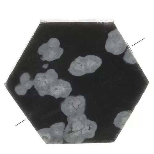 Cuenta de gema plana en forma de hexágono 12x10 mm - Obsidiana moteada x1