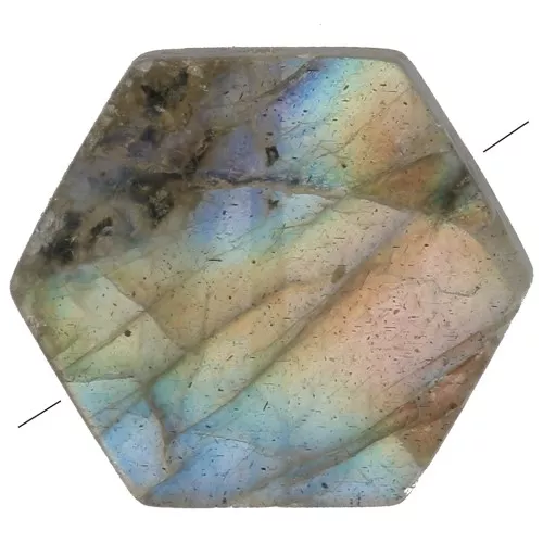 Cuenta plana en forma de hexágono 12x10 mm en piedra preciosa - Labradorita x1