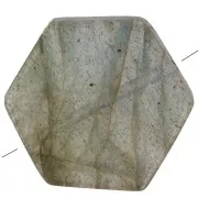 Cuenta plana en forma de hexágono 12x10 mm en piedra preciosa - Labradorita x1