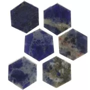 Cuenta plana en forma de hexágono 12x10 mm en piedra preciosa - Sodalita x1