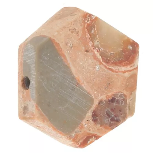 Cuenta plana en forma de hexágono 12x10 mm en piedra preciosa - Jaspe poppy x1