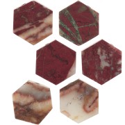 Cuenta plana en forma de hexágono 12x10 mm en piedra preciosa - Jaspe poppy x1