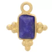 Dije facetado facetado 13x11mm de Plata 925 Dorado con Oro Fino - Lapislázuli