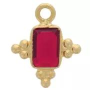 Dije facetado facetado 13x11mm de Plata 925 Dorado con Oro Fino - Granate