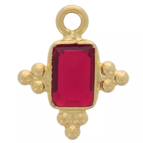 Dije facetado facetado 13x11mm de Plata 925 Dorado con Oro Fino - Granate