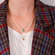 Dije facetado facetado 13x11mm de Plata 925 Dorado con Oro Fino - Granate