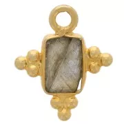 Dije facetado facetado 13x11mm de Plata 925 Dorado con Oro Fino - Labradorita