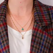 Dije facetado facetado 13x11mm de Plata 925 Dorado con Oro Fino - Labradorita