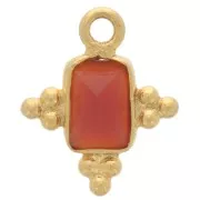 Dije facetado facetado 12.5x10mm de Plata 925 - Cornalina x1