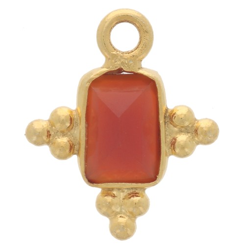 Dije facetado facetado 12.5x10mm de Plata 925 - Cornalina x1