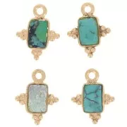 Dije facetado facetado 12.5x10mm de Plata 925 - Turquesa