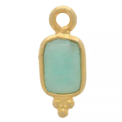 Charm Rectángulo Facetado 14x6mm Plata de Ley 925 Dorada con Oro Fino Amazonita
