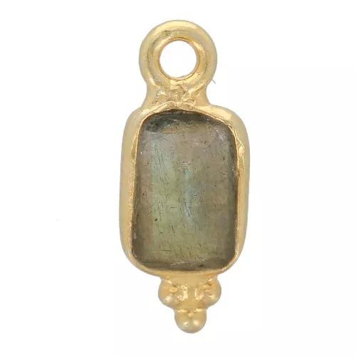 Charm Rectángulo Facetado 13x5 mm - Plata de Ley 925 Dorada con Oro Fino - Labradorita