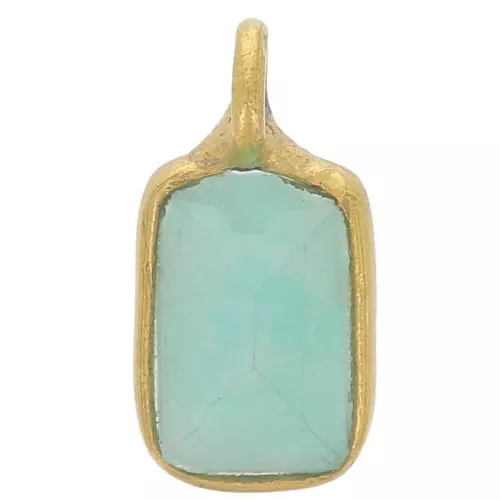 Charm Rectángulo Facetado 10x5 mm - Plata de Ley 925 Dorada - Amazonita x1