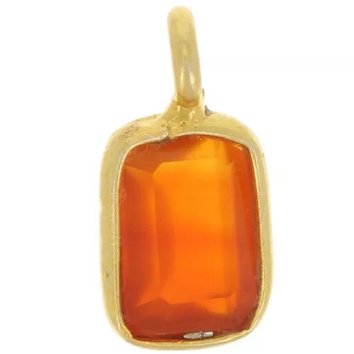 Charm de plata facetado de 10x5mm925 dorado con oro fino - Imitación Cornalina