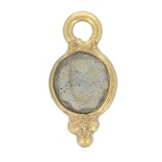 Charm Redondo Facetado 10x5 mm - Plata de Ley Dorada 925 - Labradorita x1