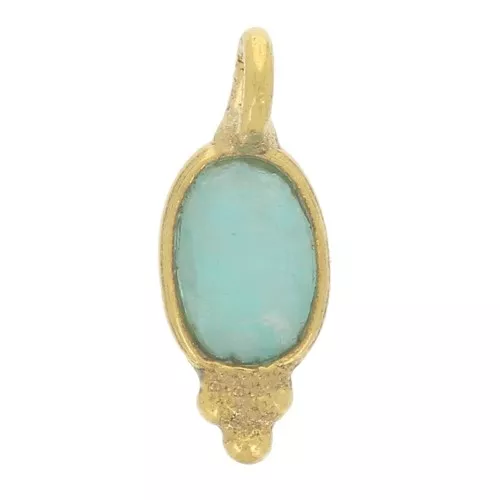 Charm Ovalado Facetado 11x4 mm - Plata de Ley 925 Dorada - Amazonita x1