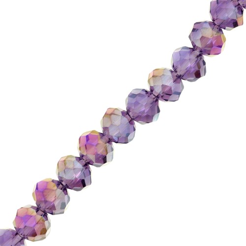 Redondas planas facetadas 6x5 mm Light Amethyst AB x40cm