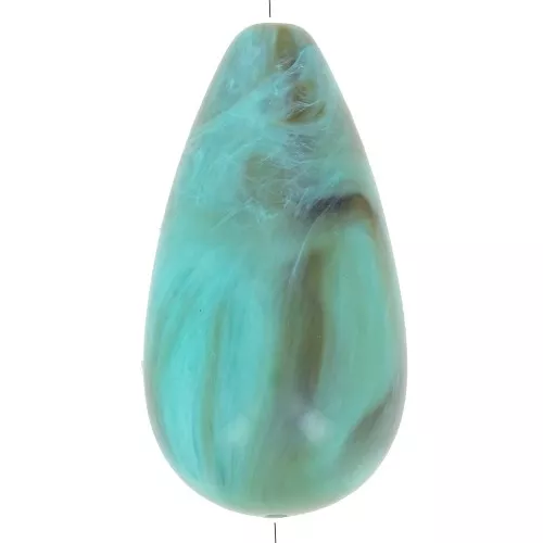 Cuenta de resina de pera 26x14 mm - Turquesa jaspeada x1
