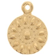 Charm redondo - Motivo de flor - 11 mm - Oro fino x1|raw }}