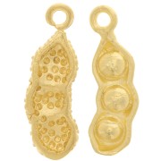 Charm vaina de guisante 17x5 mm - Dorado con oro fino x1