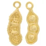 Charm vaina de guisante 17x5 mm - Dorado con oro fino x1