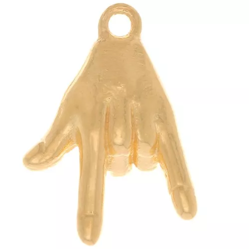 Charm de mano - Signo de te quiero - 14x9 mm - Chapado en oro x1