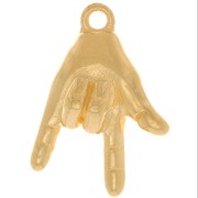 Charm de mano - Signo de te quiero - 14x9 mm - Chapado en oro x1