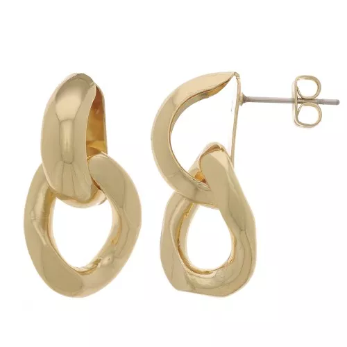 Pendientes con cadena 28x15 mm - Oro x2