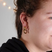 Pendientes con cadena 28x15 mm - Oro x2