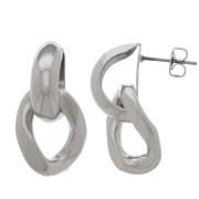 Pendientes con cadena 28x15 mm - Rodio x2