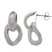 Pendientes con cadena 28x15 mm - Rodio x2