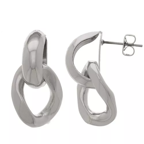 Pendientes con cadena 28x15 mm - Rodio x2