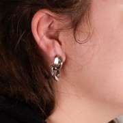 Pendientes con cadena 28x15 mm - Rodio x2