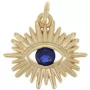 Colgante de ojo con óxido de zirconio 15,5x17 mm - Oro - Azul oscuro x1