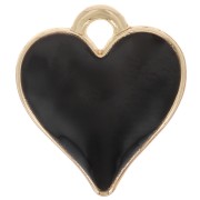 Dije corazón 13x12 mm con resina epoxi - Dorado - Negro x1