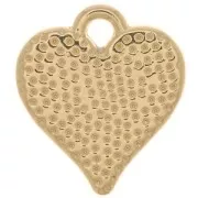 Colgante de corazón 13x12 mm con resina epoxi - Dorado - Blanco x1
